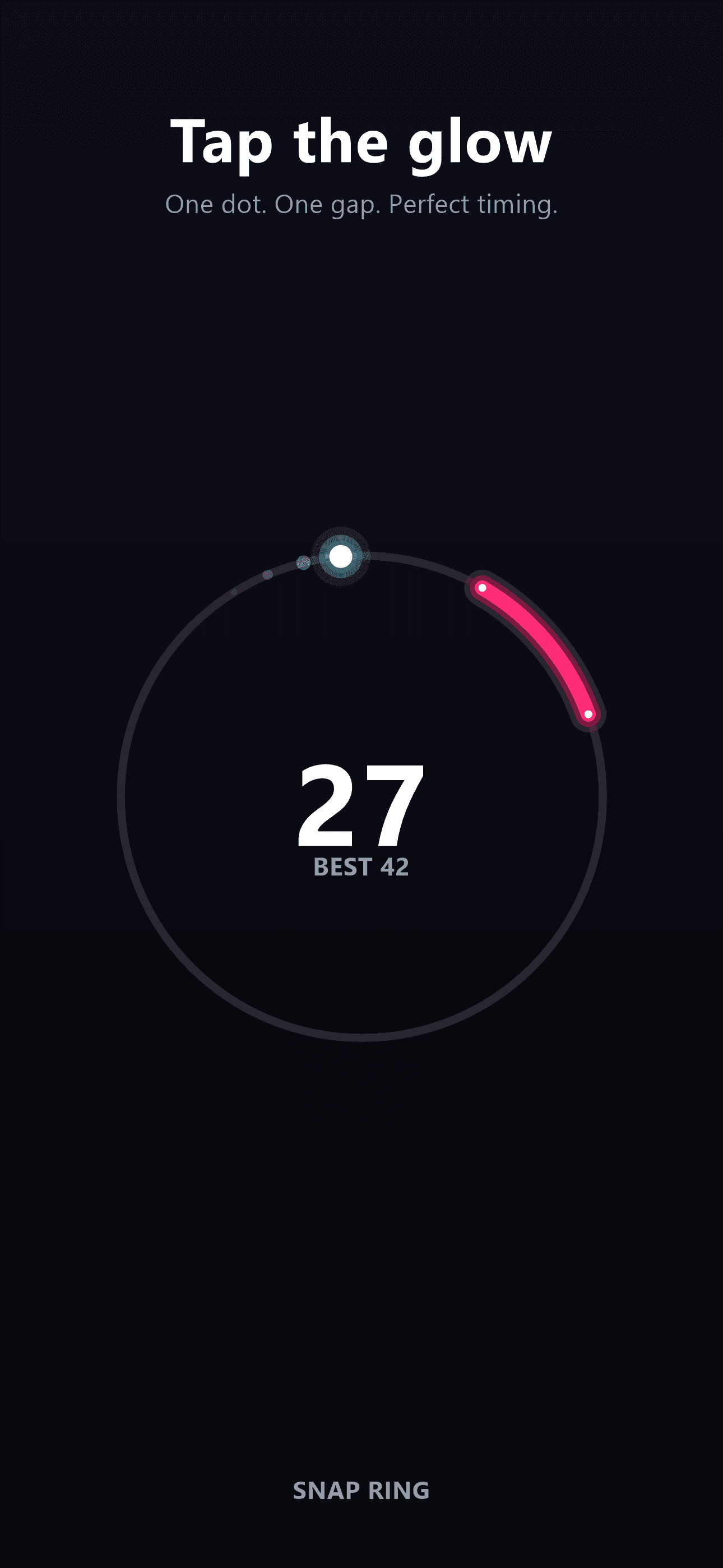 SNAP Ring gameplay — tap when the dot meets the gap in the glowing ring